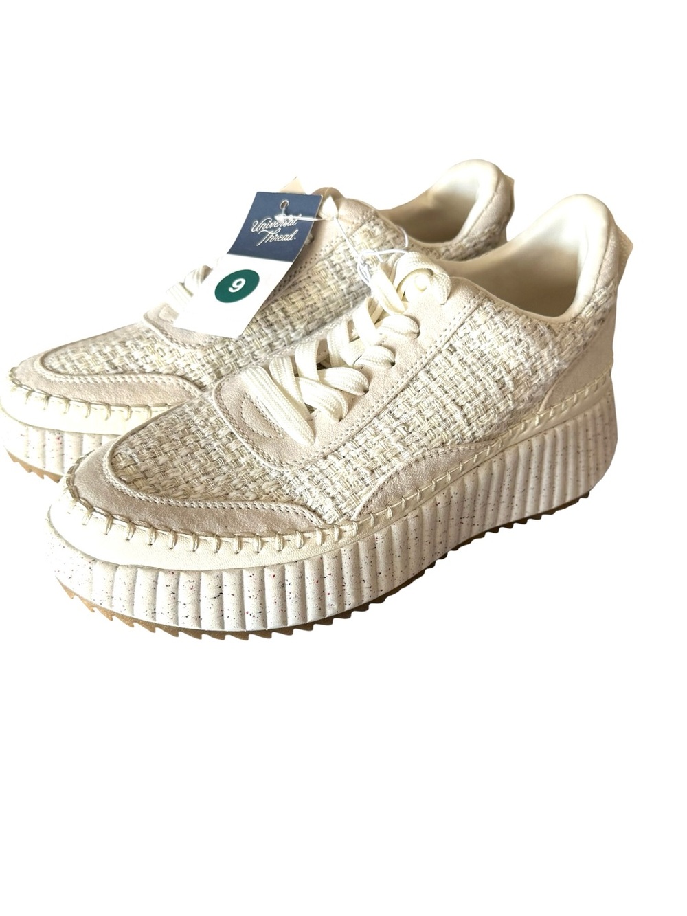 Universal Thread Cream Tweed Flatform Sneakers Chunky Platform Shoes 9 - NWT